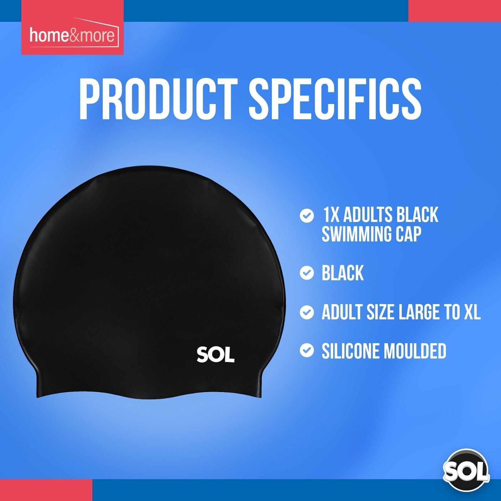 Black Swimming Cap Adult | Women/Mens Pool Swimming Cap Waterproof Silicone