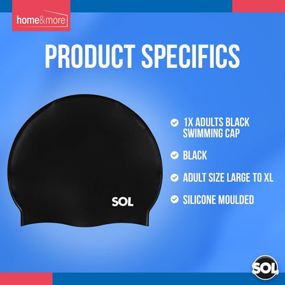 Black Swimming Cap Adult | Women/Mens Pool Swimming Cap Waterproof Silicone