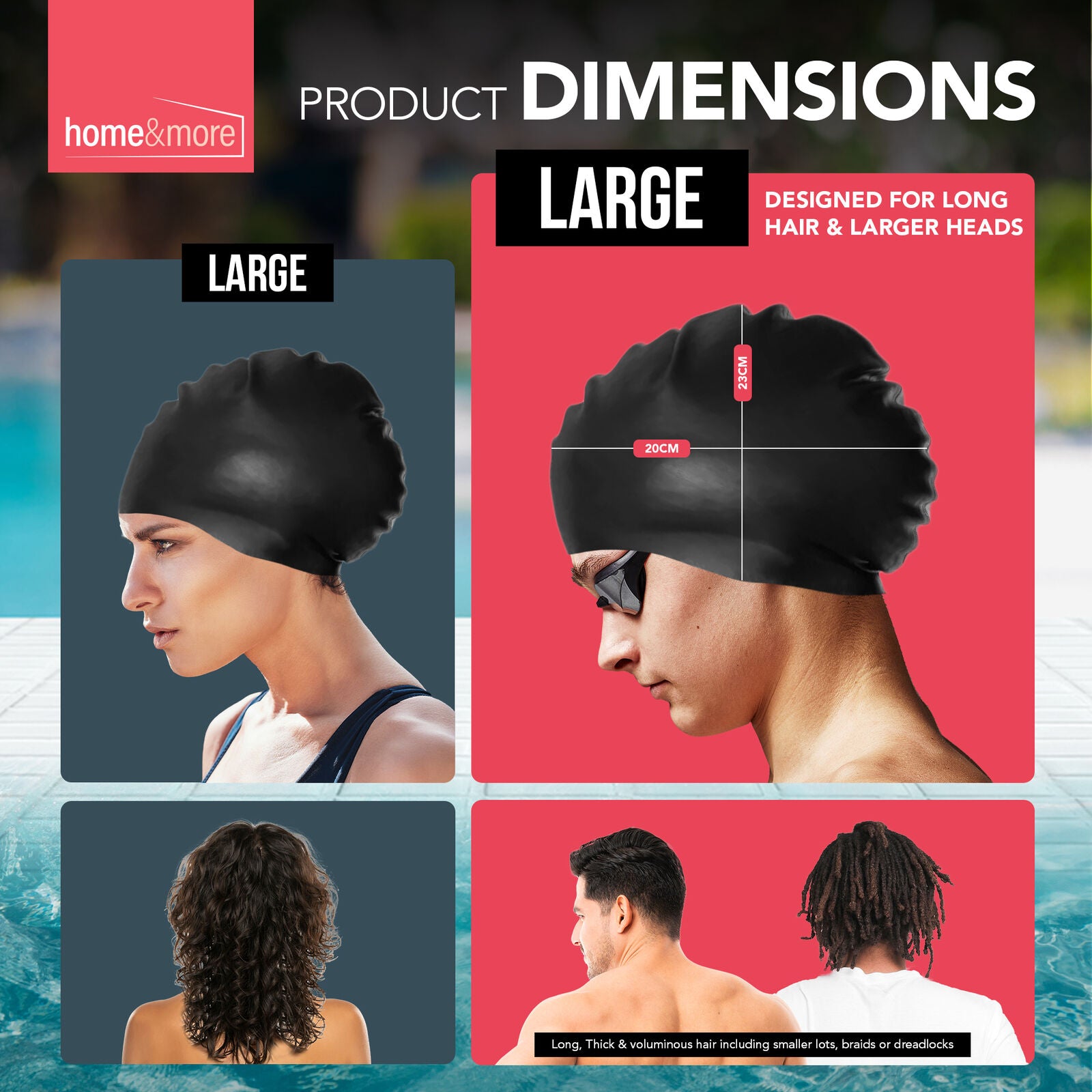 Black Swimming Cap Adult | Women/Mens Pool Swimming Cap Waterproof Silicone