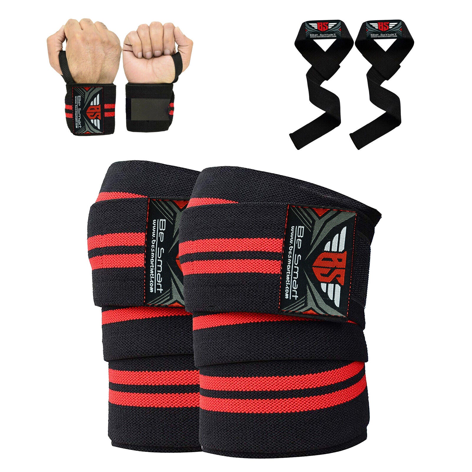 Knee/Wrist Wraps Gym Training Weight Lifting Body Building Leg Support Wrist Straps R