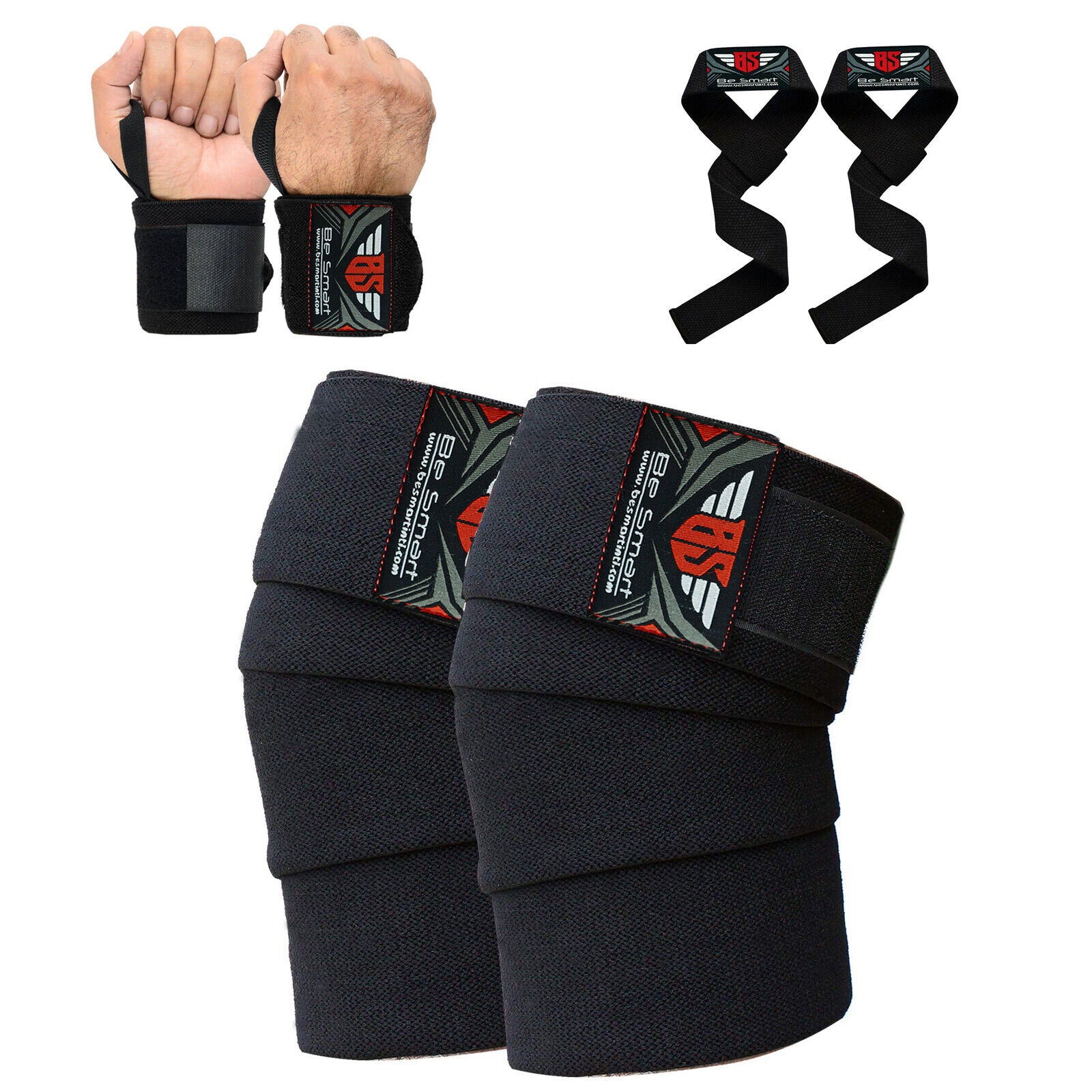 Knee/Wrist Wraps Gym Training Weight Lifting Body Building Leg Support Wrist Straps R