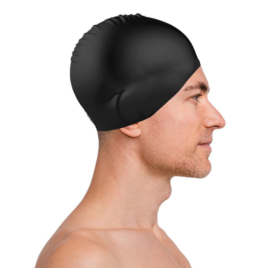 Black Swimming Cap Adult | Women/Mens Pool Swimming Cap Waterproof Silicone