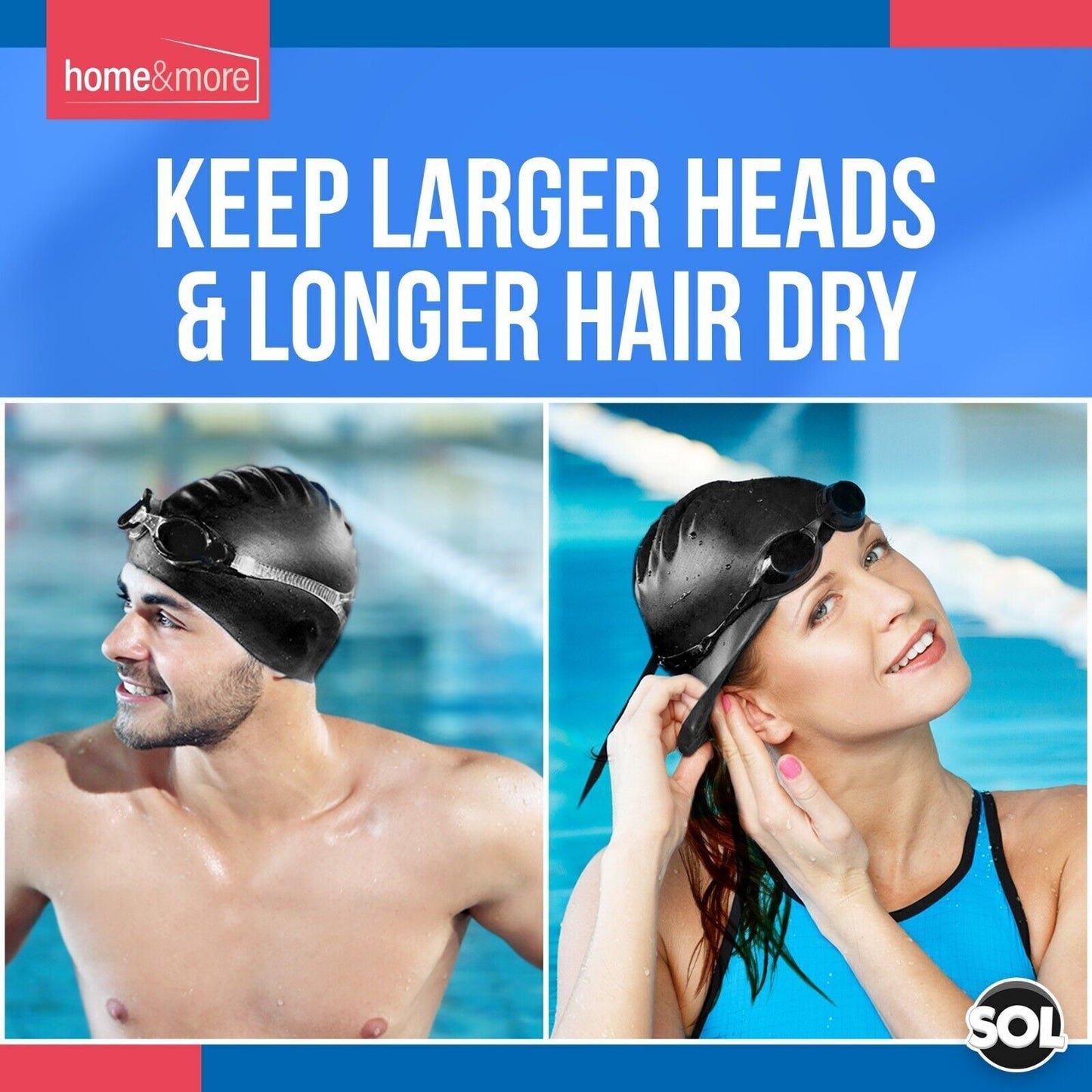 Black Swimming Cap Adult | Women/Mens Pool Swimming Cap Waterproof Silicone